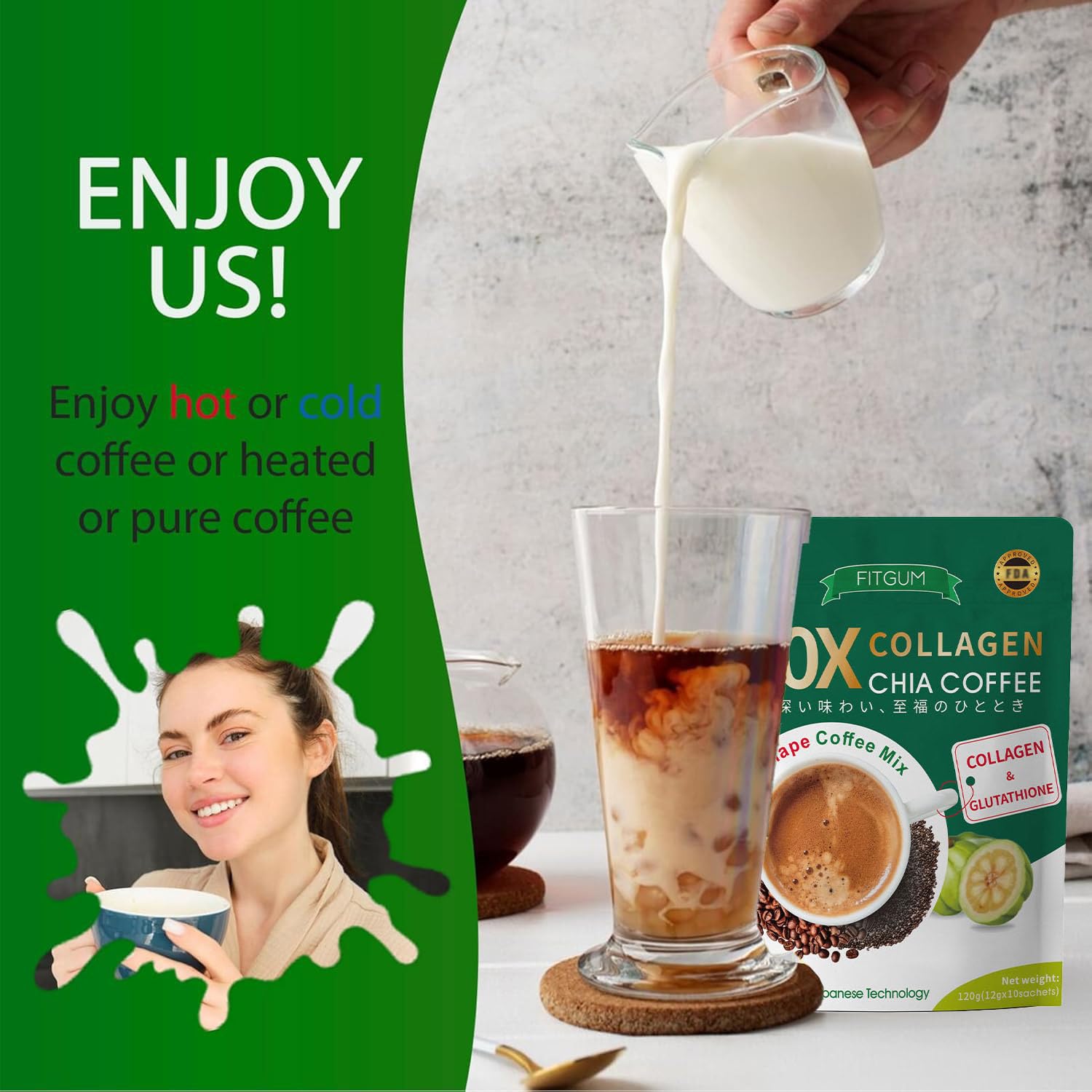 Amazon.com : FITGUM 20X Collagen Chia Coffee – 11-in-1 Beauty